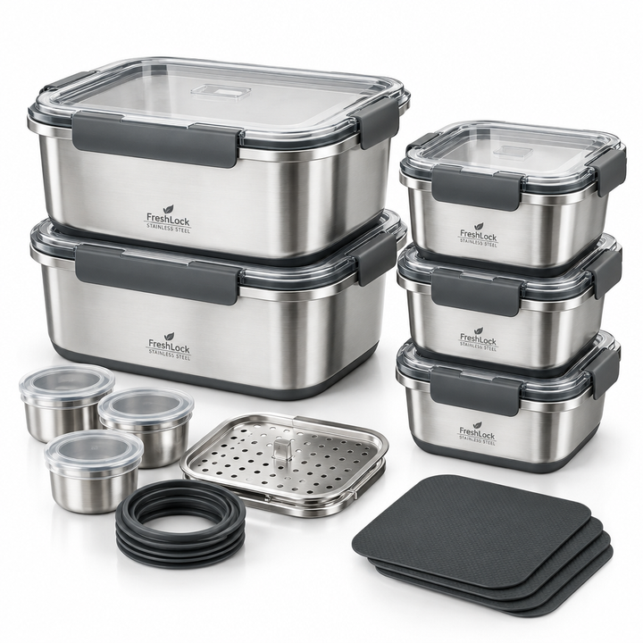 Airtight Stainless Steel Food Storage Containers Set
